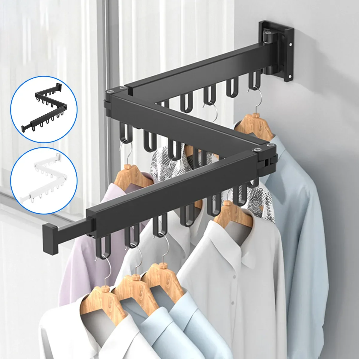 

Space Saving Retractable Clothes Hanger, Wall Mount, Drying Rack for Indoor and Outdoor, Home Laundry Clothesline, Dropship