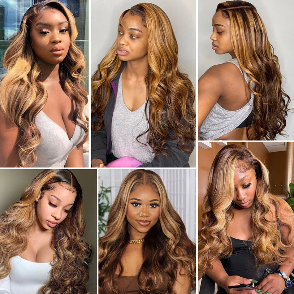 Body Wave P/427 Honey Blonde Highlight Wig Human Hair 13x4 13x6 Lace Front Human Hair Wigs Lace Frontal Wig For Black Women Wigs 5