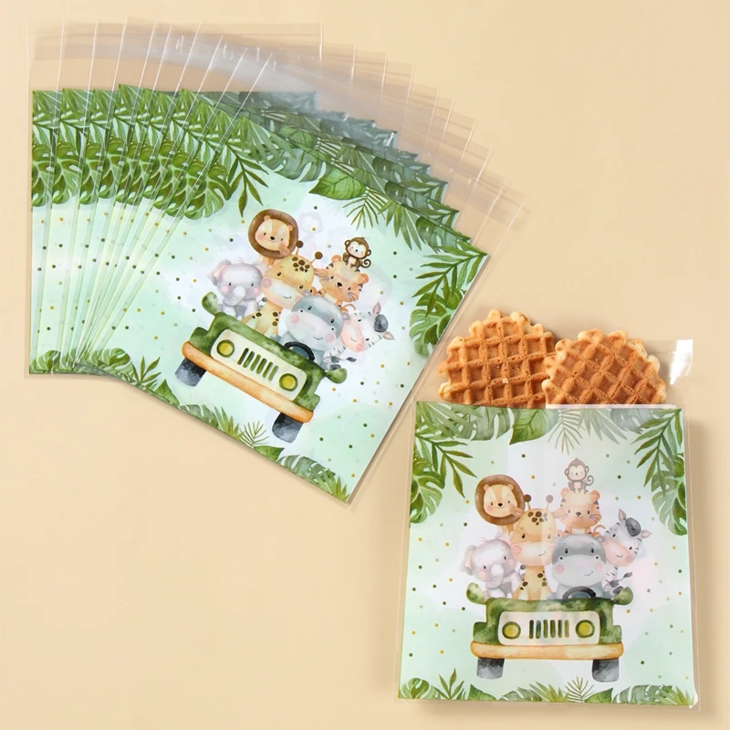 Dschungeltiere Party Süßigkeiten Geschenktüten Keks Verpackungsbeutel Wild One Safari Geschenktüte für Gäste Kindergeburtstag Zubehör Babyparty – Detail 4