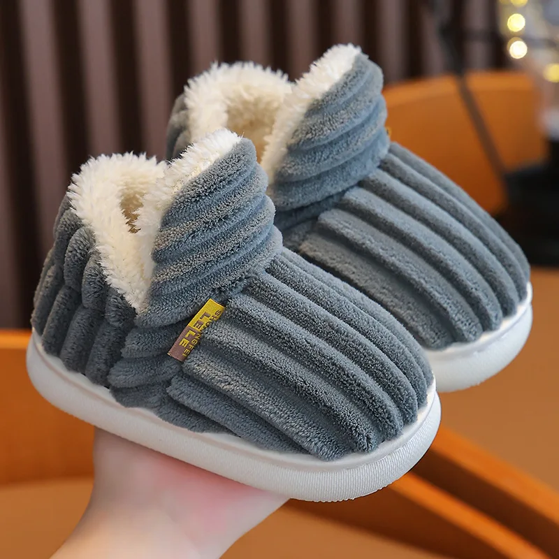 Kids Slippers Children's winter snow boots boys and girls warm cotton shoes heel wrap snow Indoor