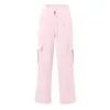 Ladies' Street Fashion Multi Pocket Cargo Pants Summer Solid Color Straight Leg Pants High Waist Slimming Loose Fit Cargo Pants 5
