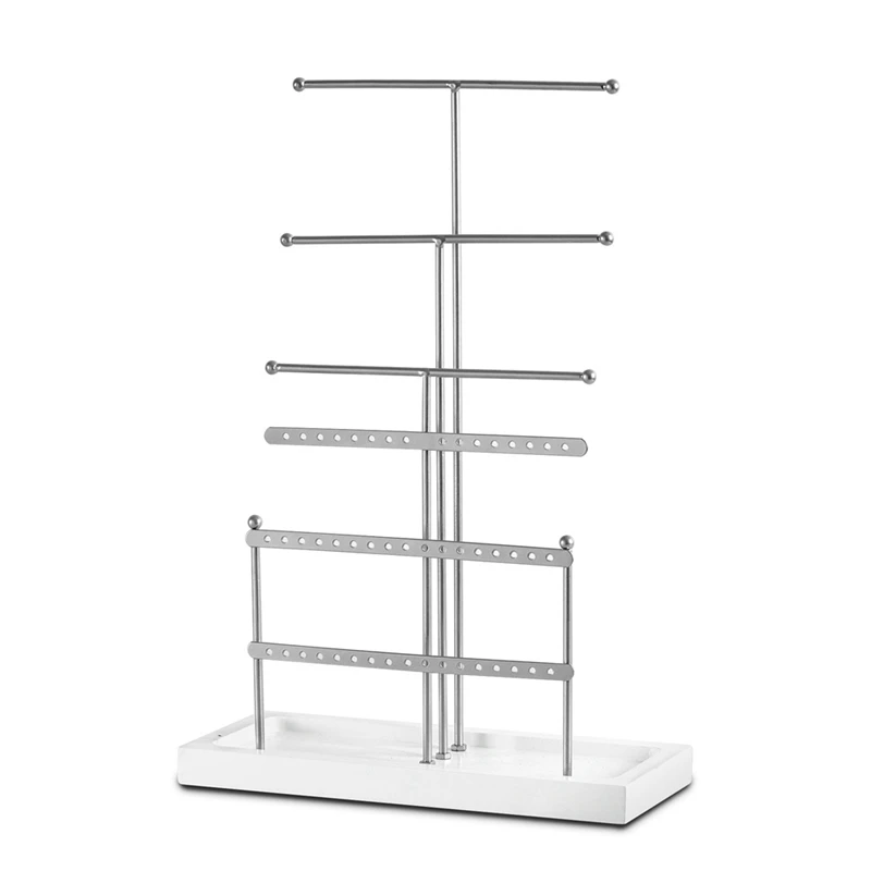 

6-Layer Jewelry Rack Removable Solid Wood Base Ring Storage Box Earring Jewelry Rack Necklaces Rings Jewelry Box