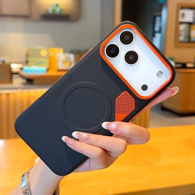 Enhanced Magnetic Phone Case with High-Quality PU Leather and CPU Cooling for Business Professionals