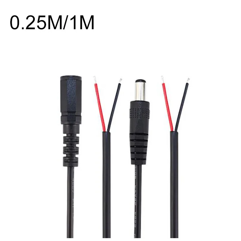 

5pcs 0.25M/1M DC Male Female Connector Wire Power Supply Cord Cable 12V Extension for CCTV LED Strip Light Adapter 5.5*2.1mm
