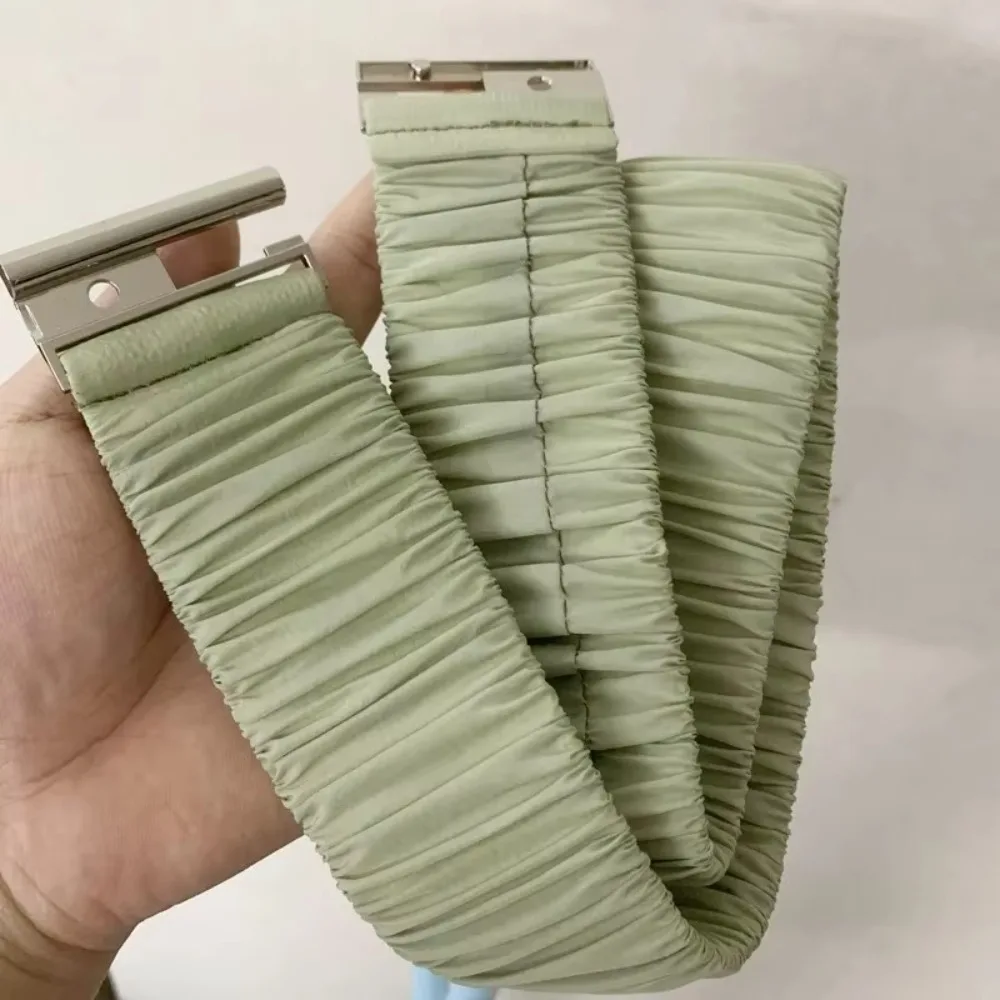 Retro Fashion Down Coat Waist Belt 5cm Wide Casual Pleated Stretch Waistband Buckle Solid Color Elastic Down Jacket Waistband