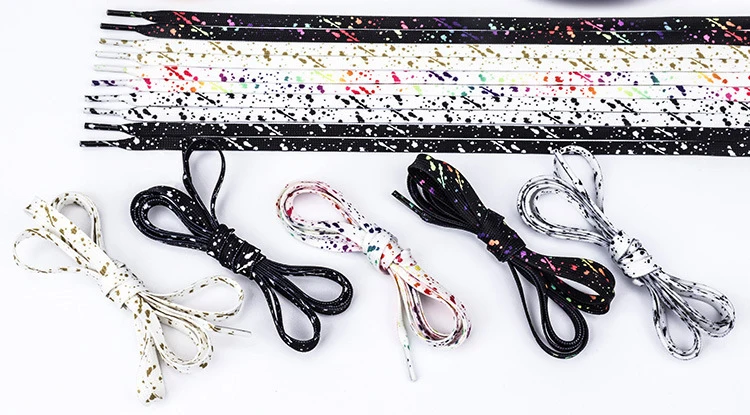Regenbogen-Schnürsenkel für Turnschuhe, hochwertige Stofftinte, Splatter-Schnürsenkel, modische 0,8 cm flache AF1-Schnürsenkel für Schuhe, 100/120/140/160 cm – Detail 15