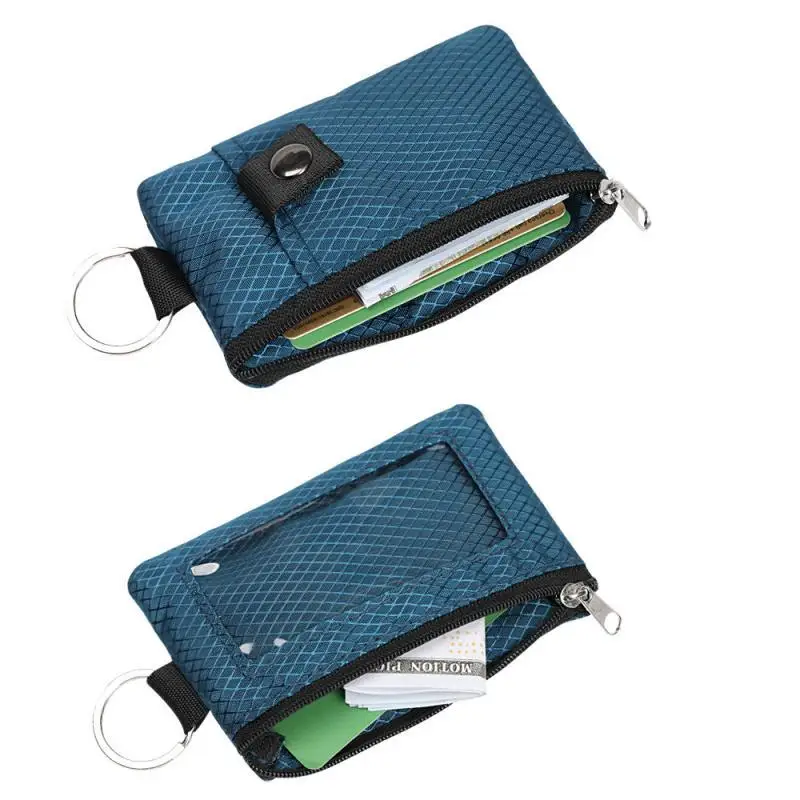 Rfid Blocking Small Wallet with Id Badge Window Waterproof Zipper Cases Pouch and Lanyard Keychain for Cards Cash Coin Purse