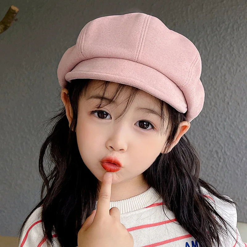 Autumn Winter Kids Newsboy Cap Boys Girls Octagonal Hat Vintage Soft Casual Berets Cap Visor Flat Hat Children Four Seasons Caps
