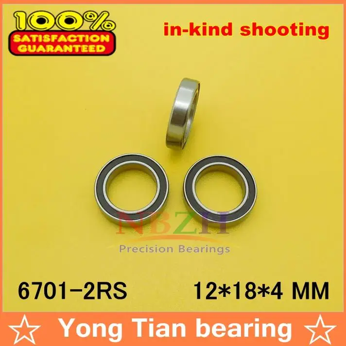 NBZH Bearing10pcs The High Quality Of Ultra-Thin Deep Groove Ball Bearing 6701-2RS 12*18*4 Mm