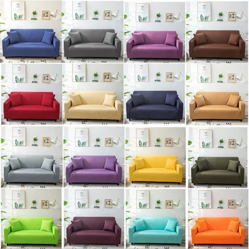 Solid Colors Sofa Cover Multi-color Spandex Fabric Sofacovers Soft Adjustable Elastic Sofa Seat Case for Dining Room 1/2/3/4 sofa cover