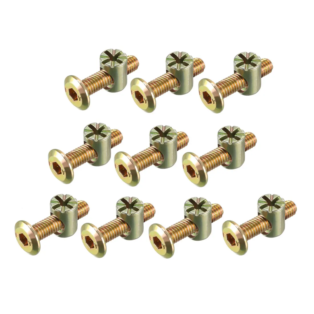 8/10/16Sets M6x10-50mm Furniture Bolt Nut Set Hex Socket Screw with Barrel Nuts for Beds Headboards Chairs Fastener Carbon Steel