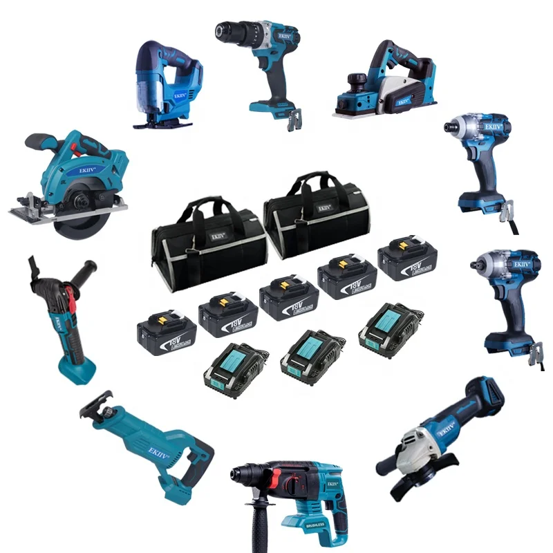 

EKIIV Hot sale !!! 4.0ah 5.0ah 6.0ah 21V 18v Combo Power Tool Set Brushless Drill Cordless Tool Kits Power Tool Combo Kits