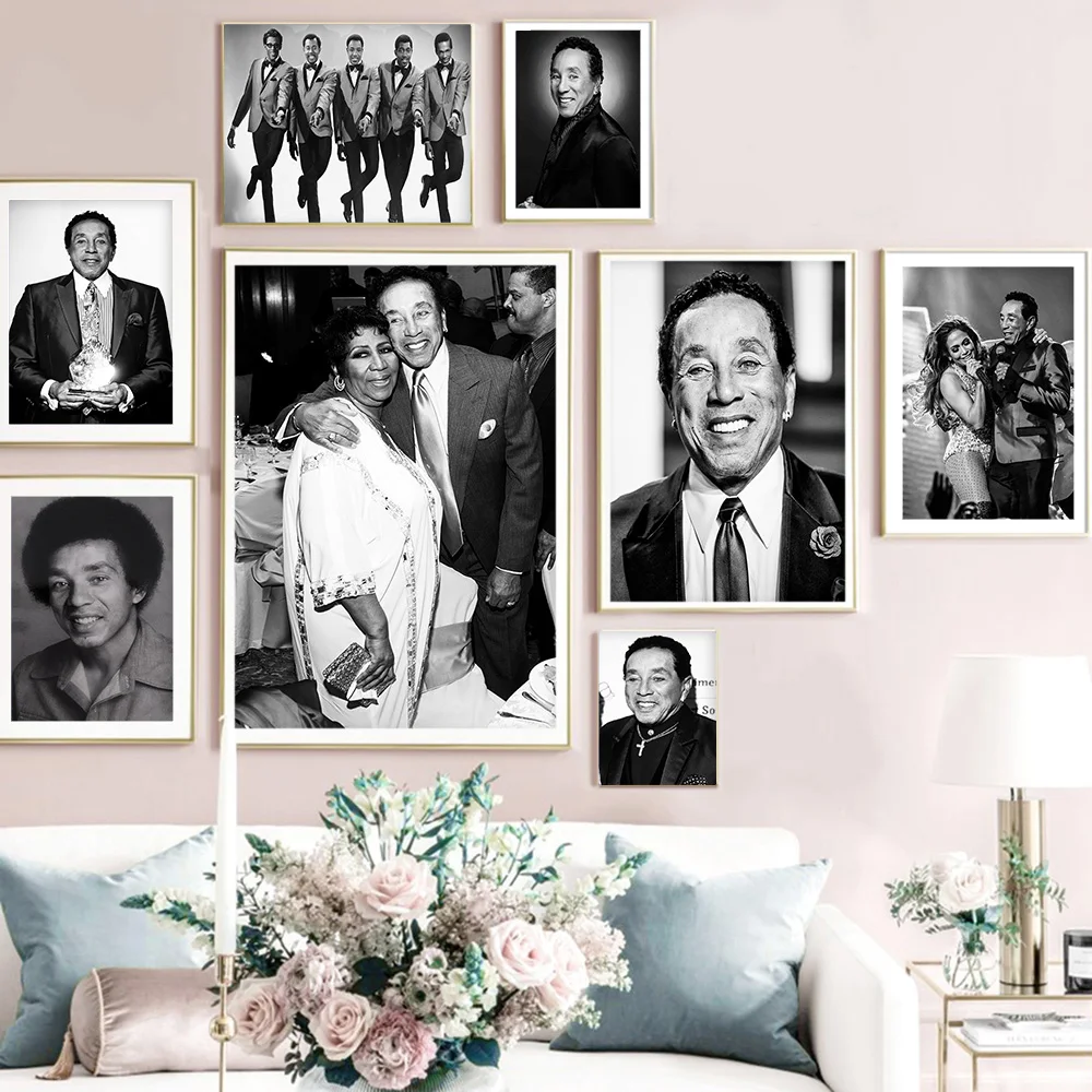 

Smokey Robinson Music Band Singer Poster Wall Art Musician Photograph Canvas Painting Prints Picture Home Room Decor