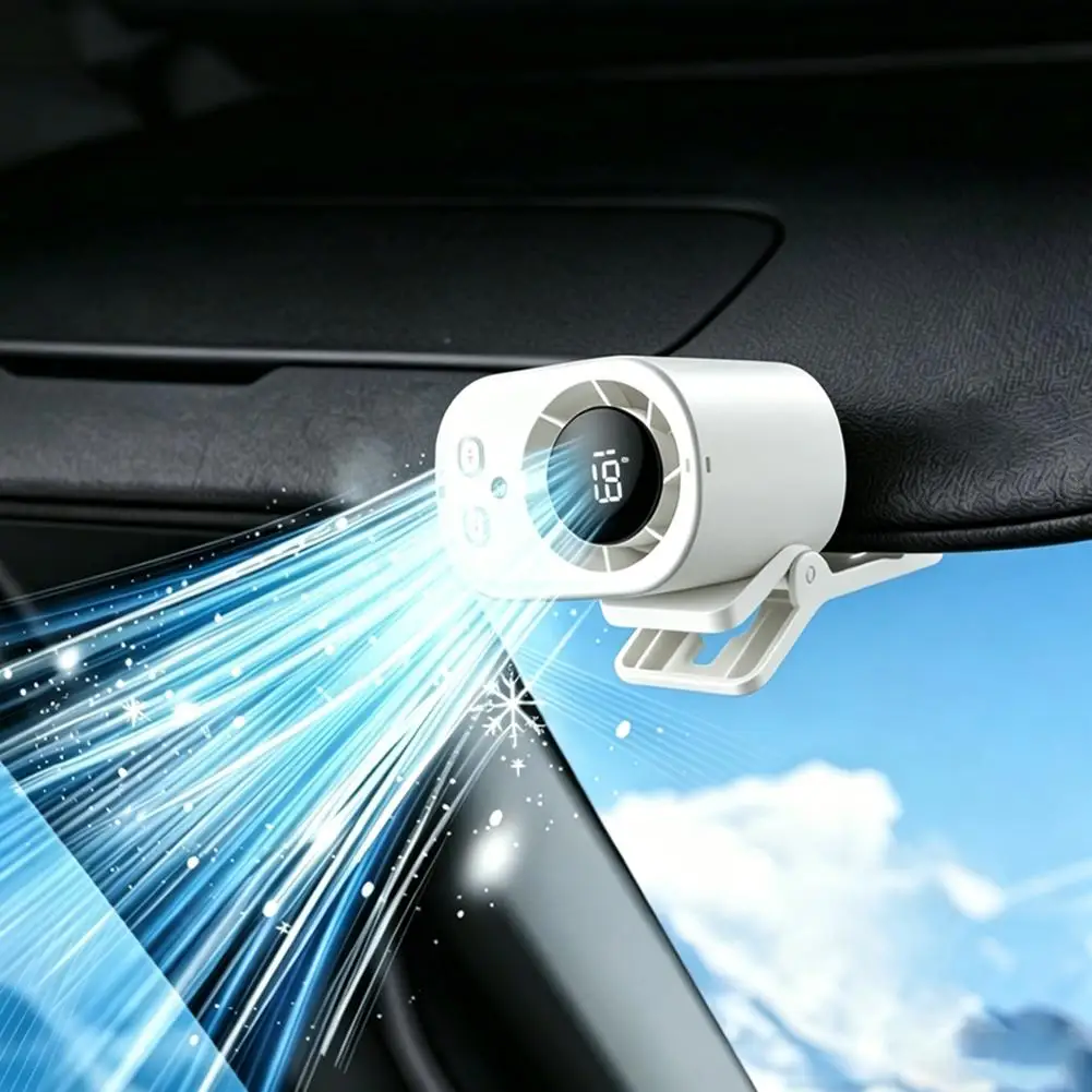 Ventilatore per Auto con Clip, Portatile, Ricaricabile USB, con Display LED, Rotazione a 360°, Batteria a Lunga Durata - Image 2