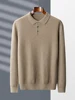 High-end 100% Goat Cashmere Sweater Men's POLO Collar Pullovers Autumn Winter New Long Sleeve Shirt Fashion Knitted Men's Jacket 4