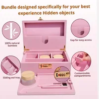 Large Pink Bamboo Wooden Herb Stash Box Rolling Tray Storage Container Lockable Storage Decorative Box 2