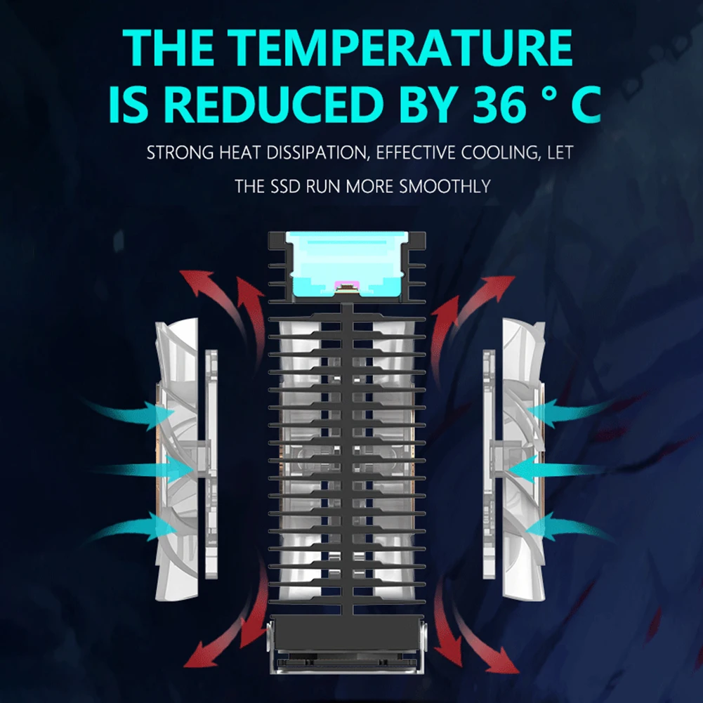 Ssd Dissipador de Calor do Disco Rígido Dissipação de Calor do Radiador Ventilador 5v 3pin Argb Aura Sync Almofada Térmica M.2 2280 - Imagem 3