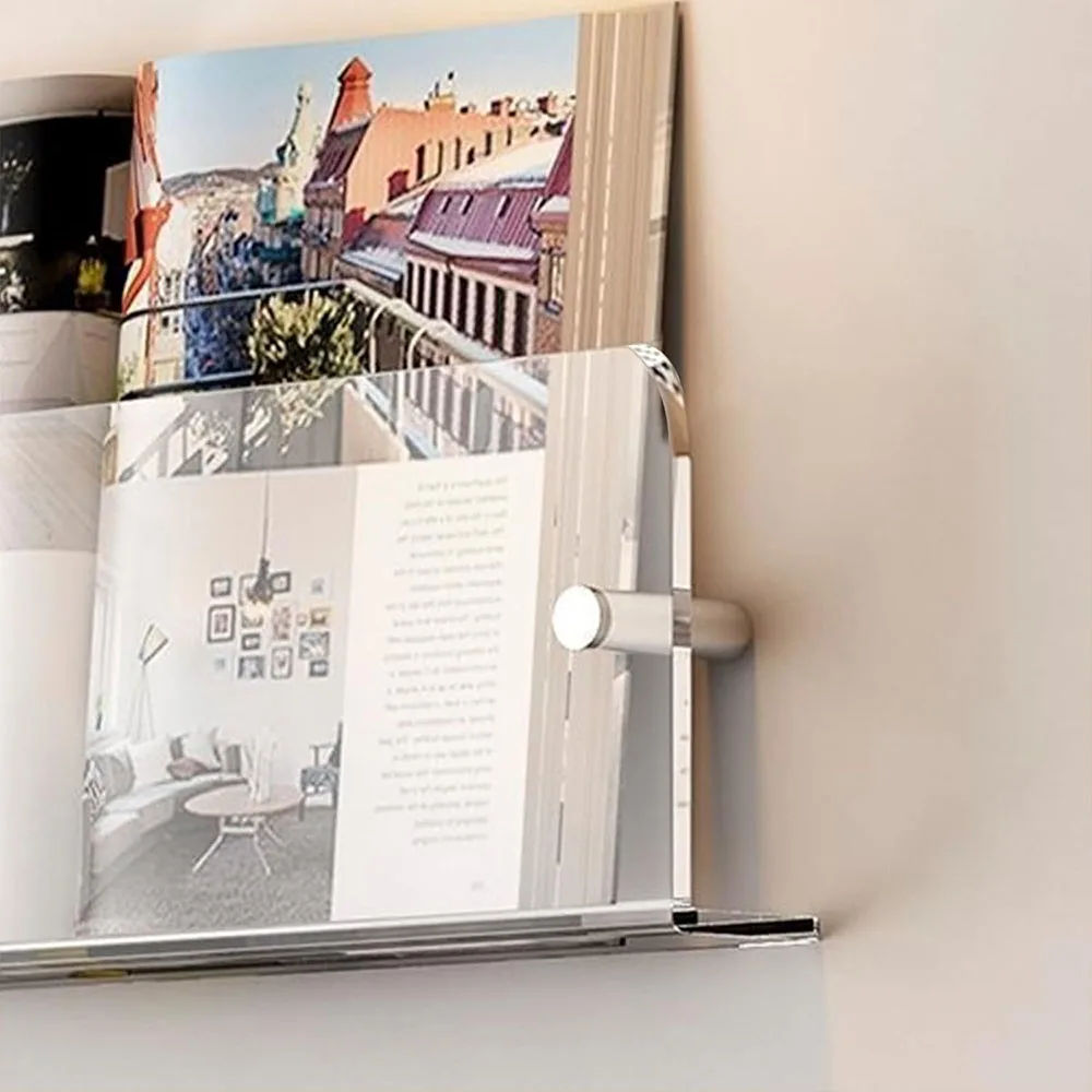 Utility Acrylic Brochure Holder Wall Mount Magazine Rack Pamphlet Stand Floating Bookshelves Hang Display Literature Organizer