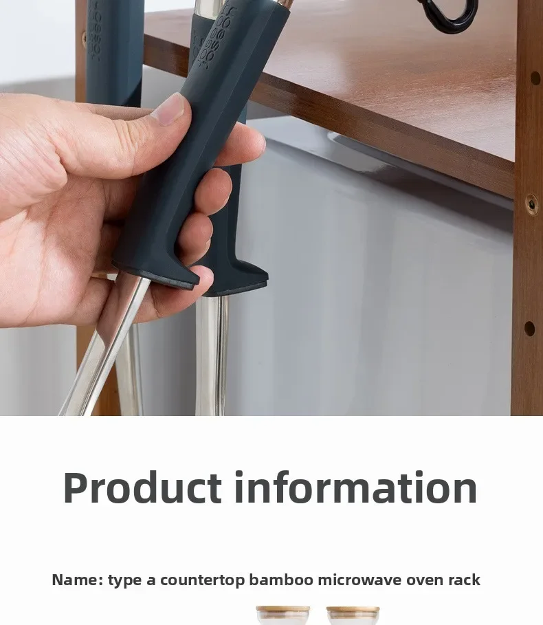 Bamboo Double-Layer Countertop Microwave and Oven Storage Shelf Rack — detail 17