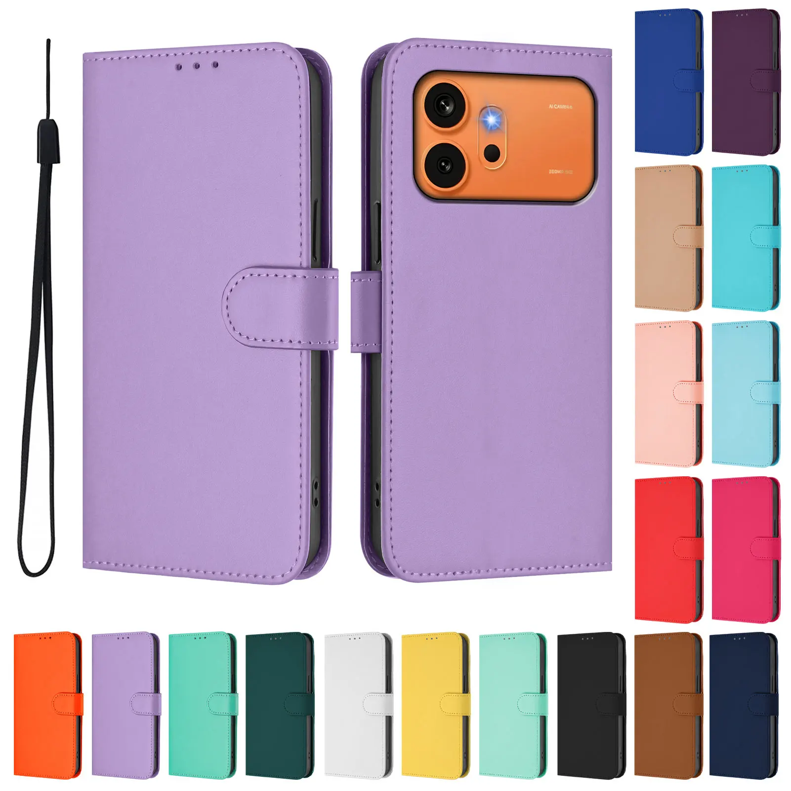 Elegant Leather Flip Wallet Case with Card Slots and Cover