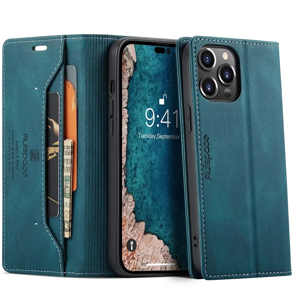 Étui portefeuille en cuir de luxe pour iPhone 14 13 12 Mini 11 Pro XR X XS Max 8 7 6 6s Plus 5 5S SE 2020 2022 Marron