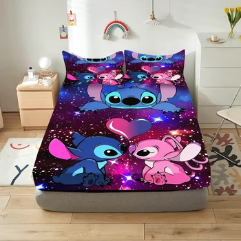 Lilo & Stitch Cartoon Fitted Sheet – Elastic Bedding for Teens & Kids 1