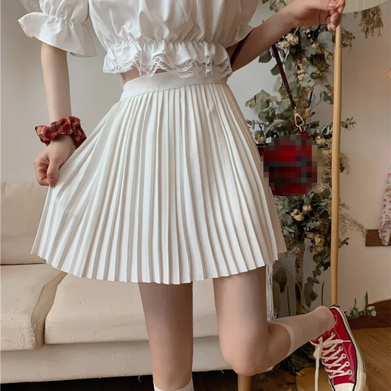 Mini Skirt Women Summer Sweet Preppy Folds Fashion A-line