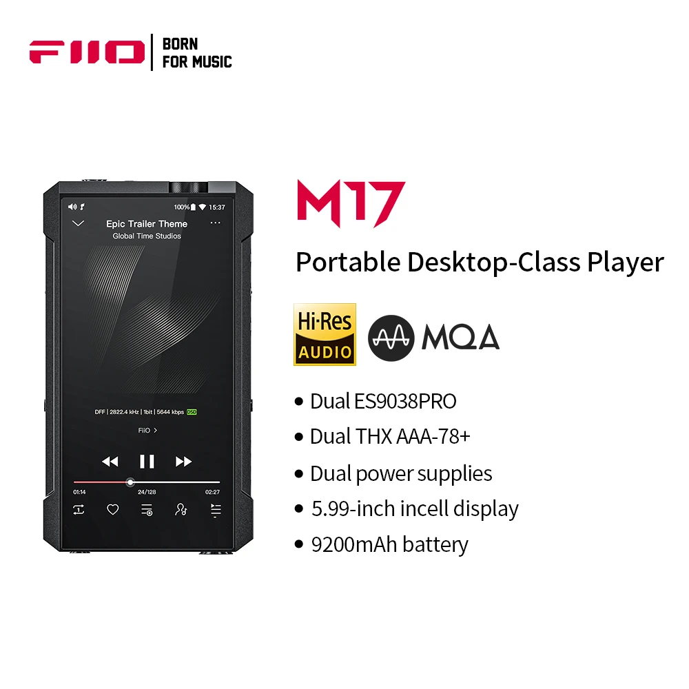 Fiio M17 Desktop-Class Con Dual Es9038Pro /Android 10 5.99 Pollici/Thxaaa-78 + Dsd512 Hifi Bluetooth 5.0 Lettore Musicale