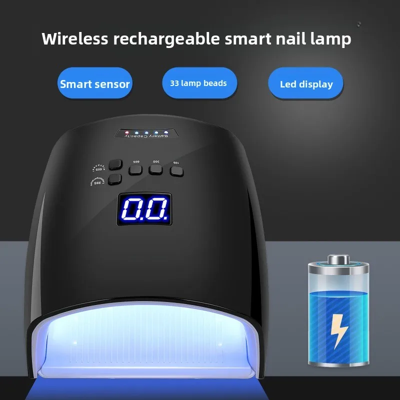 충전식 UV LED 네일 램프 33개 램프 비드 66W LCD 화면 무선 젤 경화 램프 네일 살롱 도구