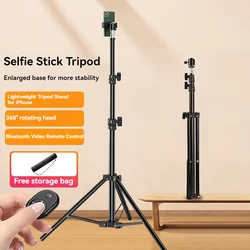 Foldable Retractable Tripod Phone Stand with Adjustable Wireless Selfie Stick (Tripod with Remote)