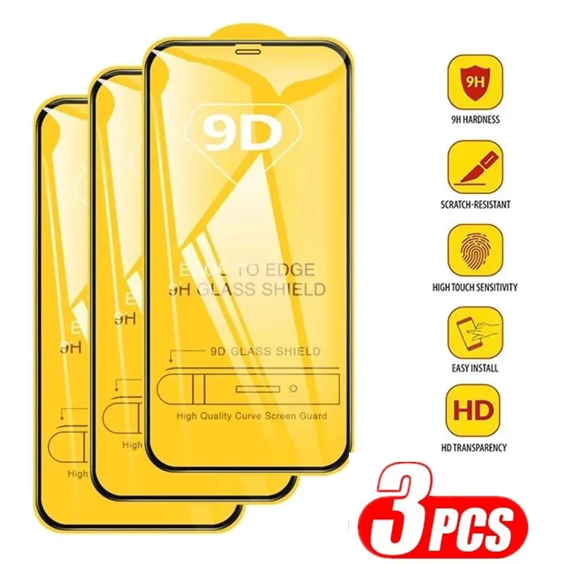 

3PCS 9D Full Tempered Glass For Xiaomi Poco X5 Pro Glass Poco F3 X3 Pro F4 GTX4 M5 M4 M3 C40 Pocophone F1 NFC Screen Protector