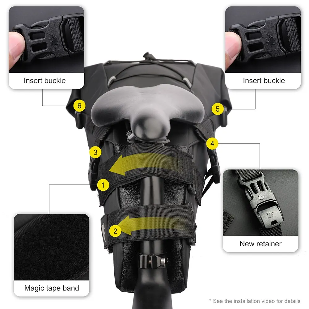 Bike Bag Rhinowalk Bike Saddle Bag Waterproof MTB Road Bicycle 13L Large Capacity Cycling Bag Foldabe Tail Rear Trunk Accessories