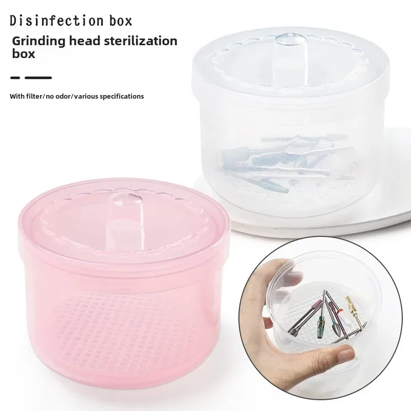 Nail Art Drill Bits Grinding Head Sterilizer Disinfection Box Nail Tool Cleaning Box Manicure Storage Case Clipper Accessories