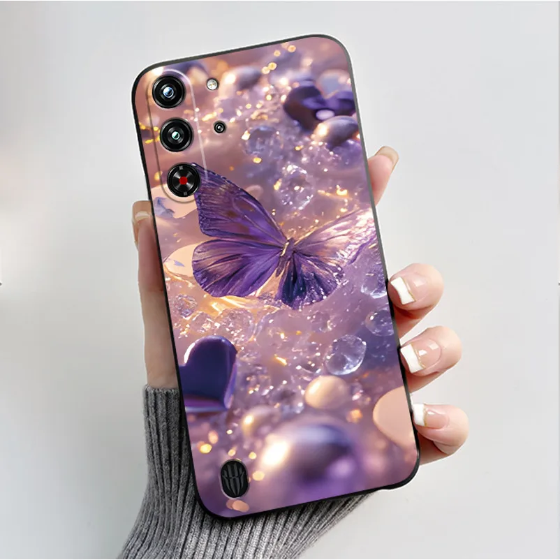 Soft Silicone Black Shell with Cute Flower Design - Protective Case