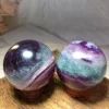 Natural Crystals Blue And Purple Fluorite Sphere Rainbow Flash High Quality Wholesale Polished Home Decorations Room Derco Gift 3