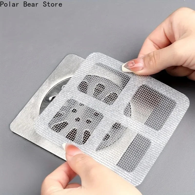 

10PCS Disposable Shower Drain Covers Hair Catchers for Bathroom Shower Mesh Floor Sink Strainer Filter Mesh Stickers 10X10CM
