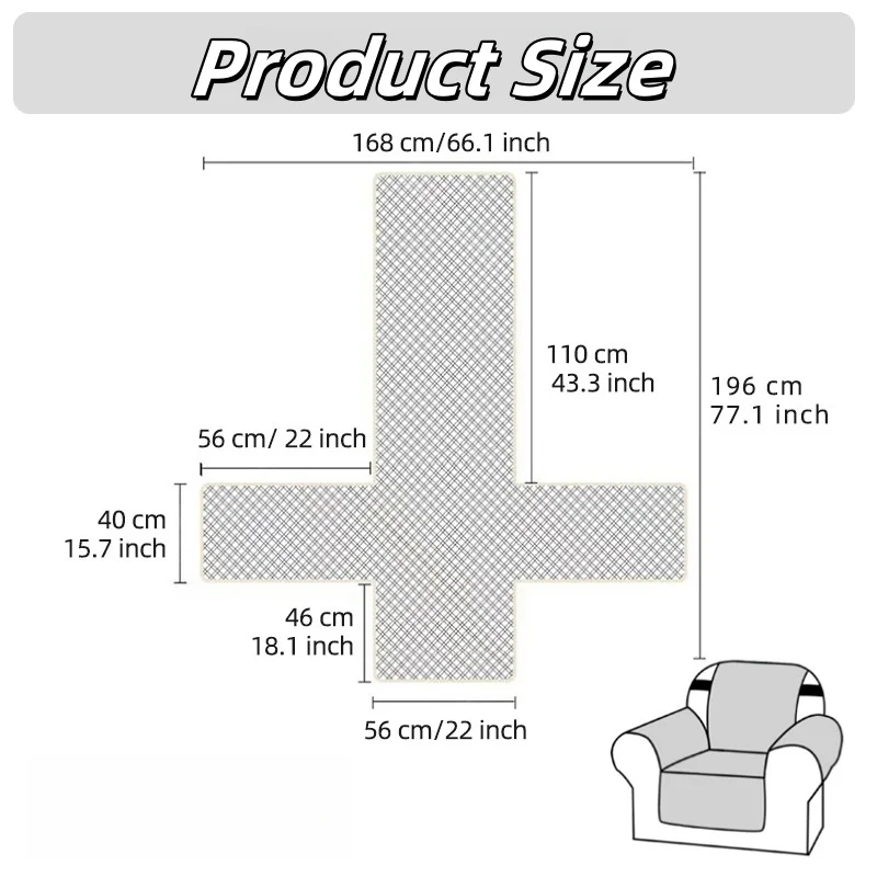 LANMOLIFE Recliner Sofa Cover Strong Waterproof Single-Seat Recliner Sofa Furniture Protective Covers Spandex Anti-Slip Design 2