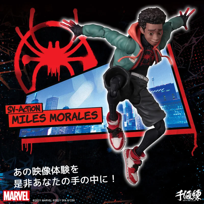 

2023 New Style Mafex107 Spider-man Miles Morales Into The Spider-vers Action Model Movability Anime Figure Collectible Toys Gift