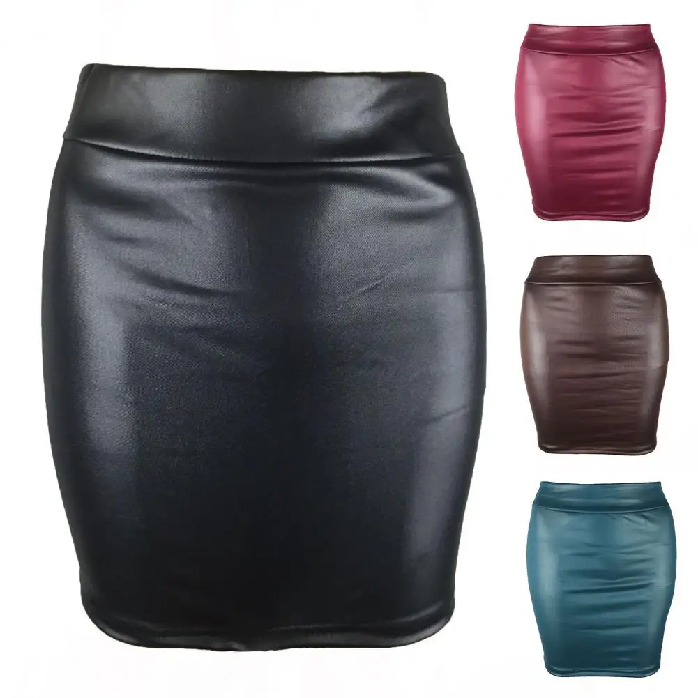 

Women Mini Skirt Slim Fit Bodycon Skirt Pure Color Hip Wrap Skirt