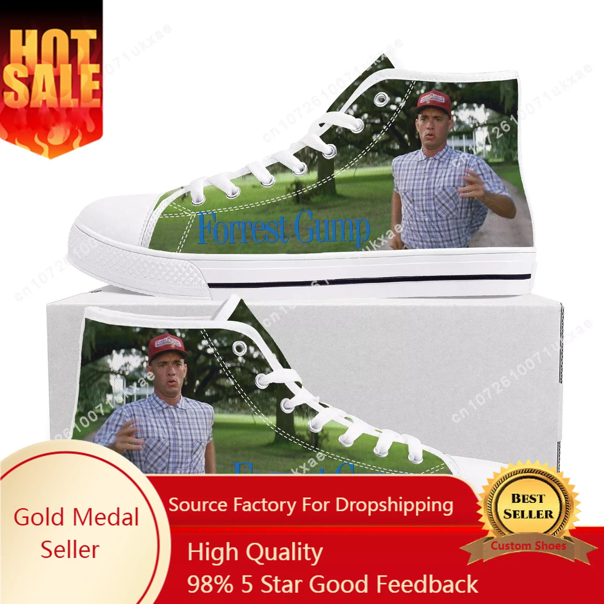 

Forrest Gump Movie Tom Hanks High Top Sneakers Mens Womens Teenager Canvas Sneaker Casual Custom Made Shoes Customize DIY Shoe