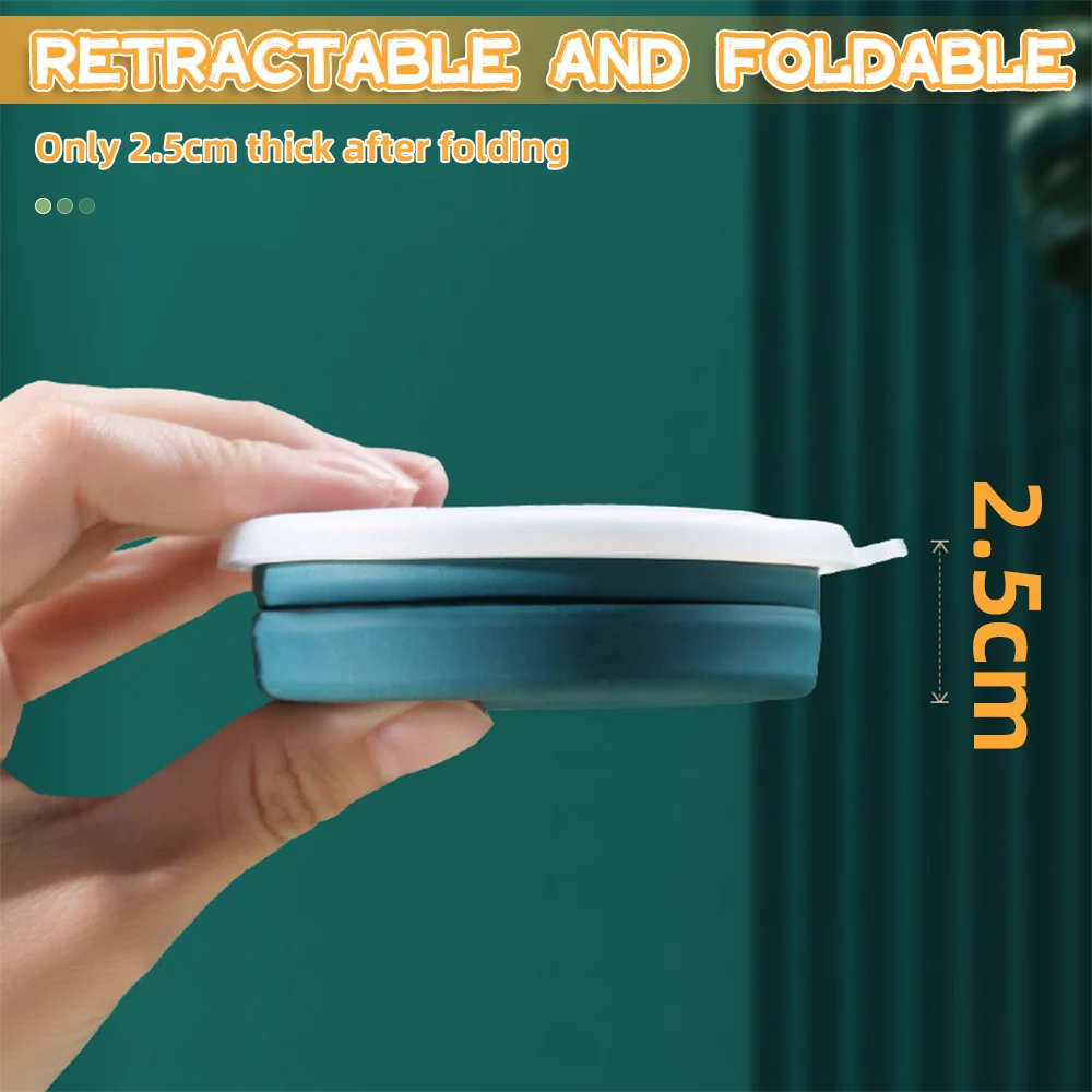Folding Cup Portable Silicone Outdoor Heat Resistant Foldable Mug with Lid Collapsible Travel Drinking Cups for Camping