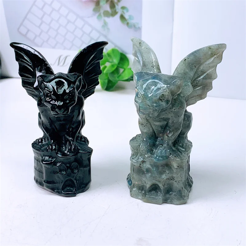 

Natural Crystal Quartz Gargoyle Hand Carved Polished Quartz Statue Healing Gemstones Crafts For Home Decorations 1pcs 10pcs