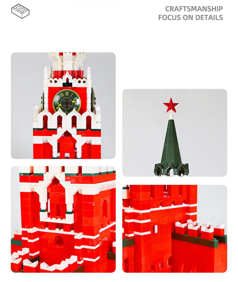 Berühmte russische Architektur Moskauer Kreml Baustein-Modell Konstruktionsbausteine Lernspielzeug-Kollektion für Kinder Geschenke – Detail 5