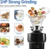 Disposals with Sound Reduction, Continuous Feed Food Waste Disposer for Kitchen Sink, Power Cord Included, Black, HR-7A-TL 5