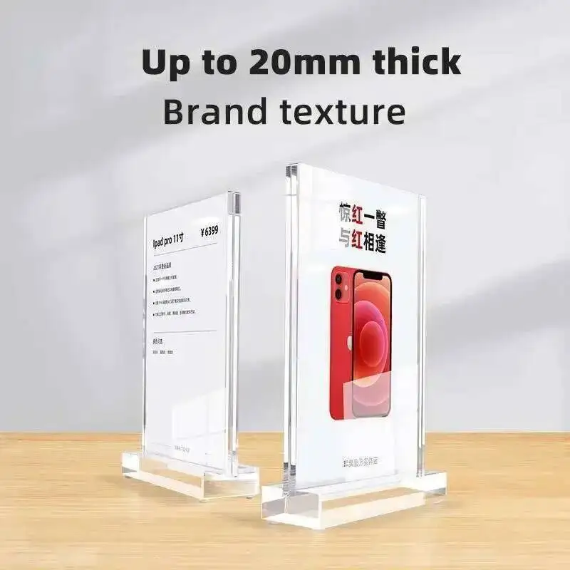 1 Stück A5 T-Form Tischplatte 4S Shop Preisschild Produktmenü Klarer transparenter Acryl-Schilderhalter Ausstellungsstand Bild Fotorahmen – Detail 1