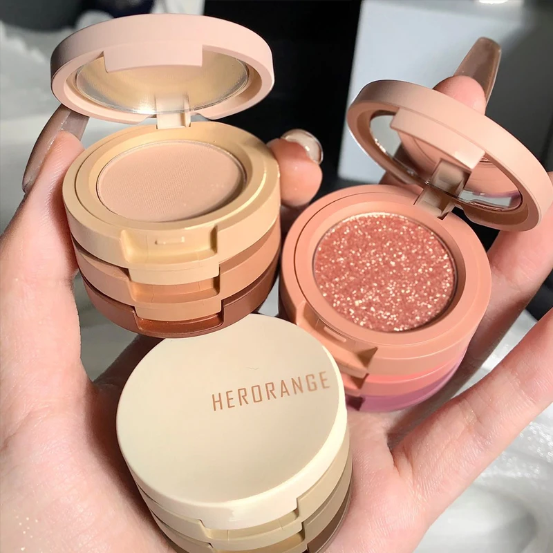 Eye Shadow Plate 3 Warna Cute Nude Glitter Eyeshadow Palette Kosmetik Pelbagai Fungsi Pembayang Mata Tricolor Pearlescent Sandwich Macaron Eyesha