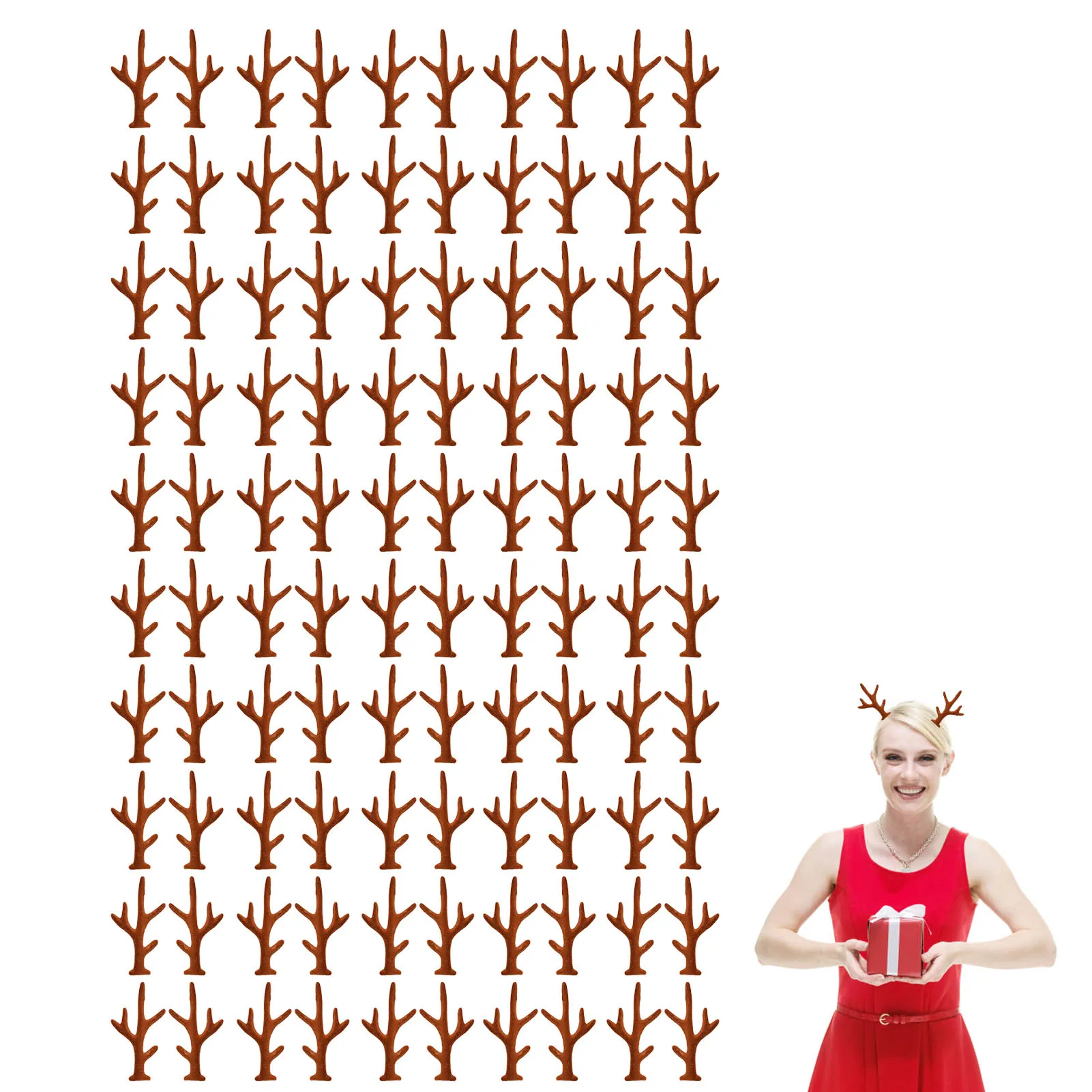 Antlers Hair Clips 100pcs Cute Reindeer Hair Barrettes Alligator Deer Horn And Ears Pins For Christmas Party Adult DIY