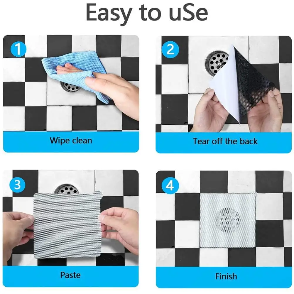Circular square floor drain anti odor net, no trace adhesive drain net, floor cleaning net sticker