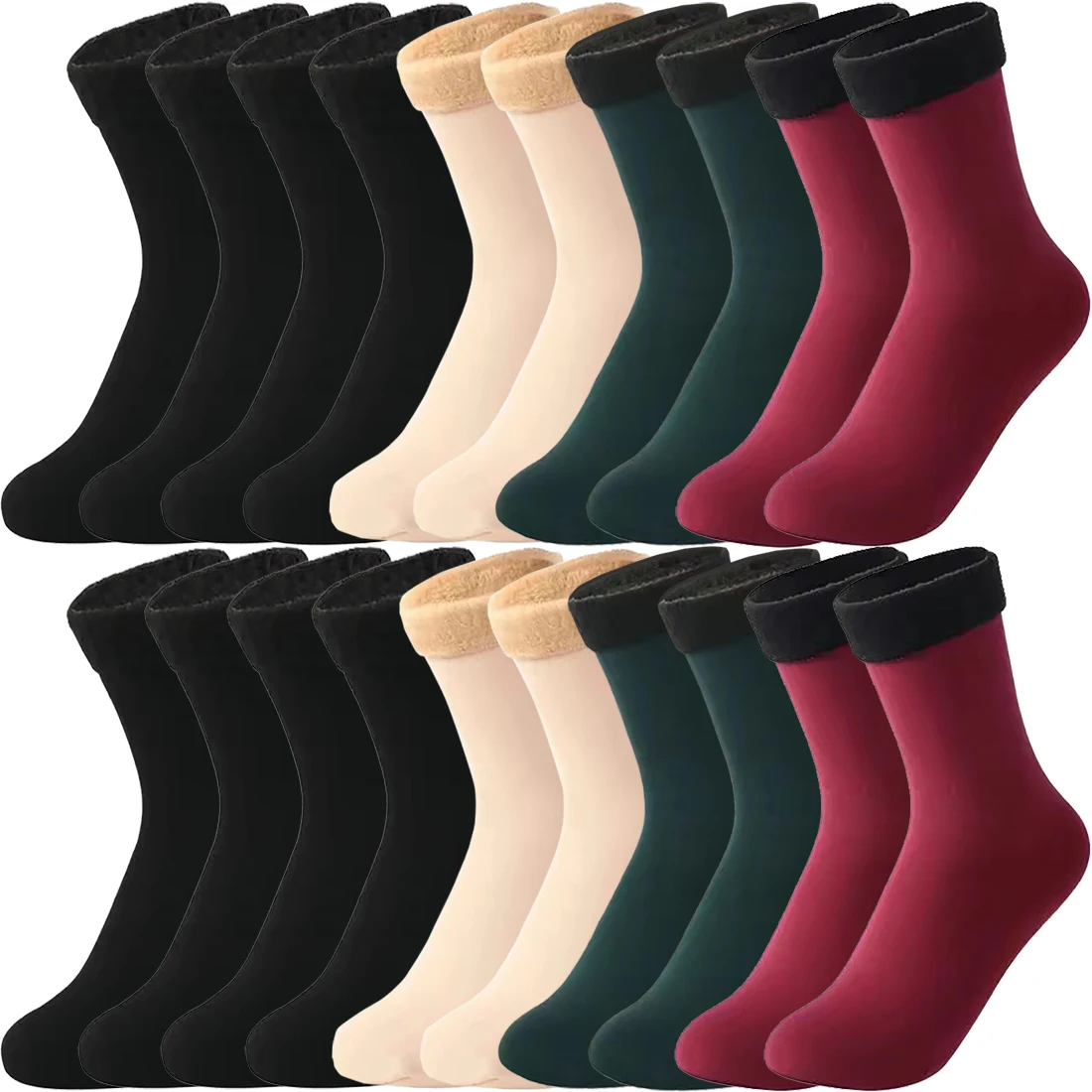 

Winter Warm Thicken Thermal Sock Women Casual Solid Color Wool Cashmere Ladies Snow Boots Velvet Home Floor Sock