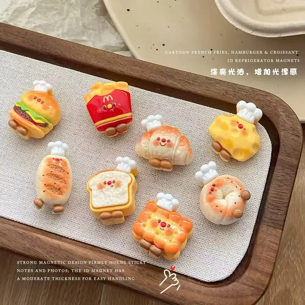 Set of 9 Adorable Hamburger and Fries Fridge Magnets - Perfect Gift